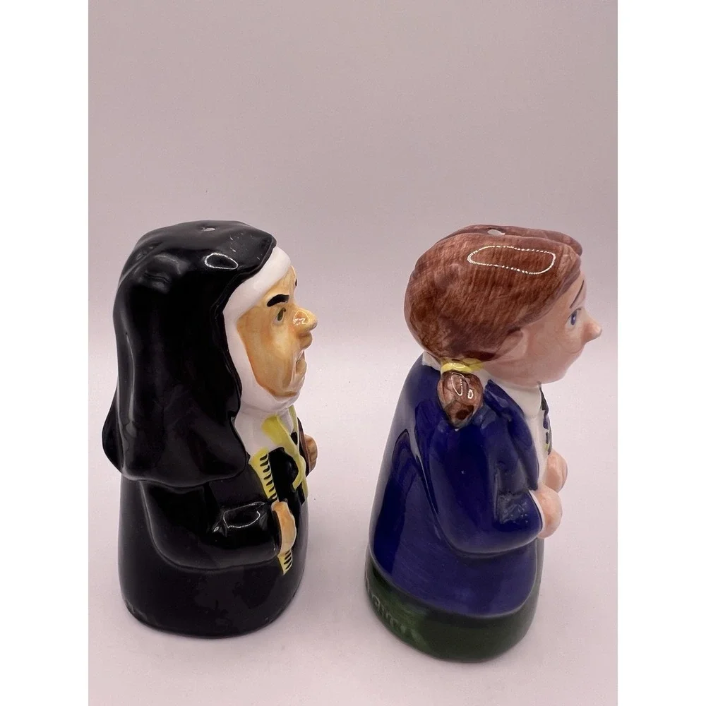 Nun & Catholic School Girl Salt & Pepper Shakers Ceramic Church Religion 1998 Vt